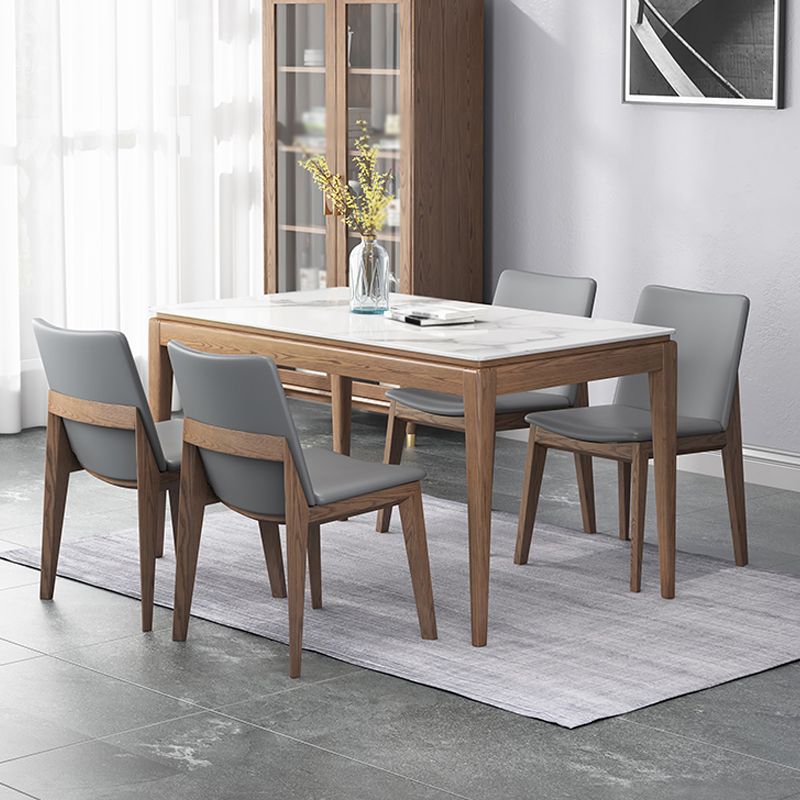 Mid-Century Modern Rectangle Dining Table Sintered Stone Table with 4 Legs Wood Base Clearhalo ' dining_table' 'Dining Tables & Seating' 'Dining Tables' 'furn' 'furn_dining_table' 'Furniture' 'furniture_dining_table' 'Kitchen & Dining Furniture' 'kitchen&dining_furn' 'kitchen' 'kitchen_dining_table' 1200x1200_11e1538f-b604-4440-bd01-9cecd2220315