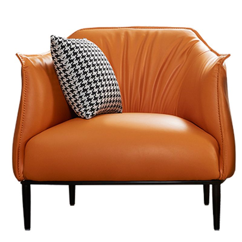 33.85" L x 31.49" W x 31.49" H Faux Leather Barrel Accent Chair for Bedroom Clearhalo 'Accent Chairs' 'accent_chairs' 'Chairs & Seating' 'furn' 'furn_accent_chairs' 'Furniture' 'furniture_accent_chairs' 'Living Room Furniture' 1200x1200_11e36ba9-7fd9-401b-99e3-d1cc96d5fd94