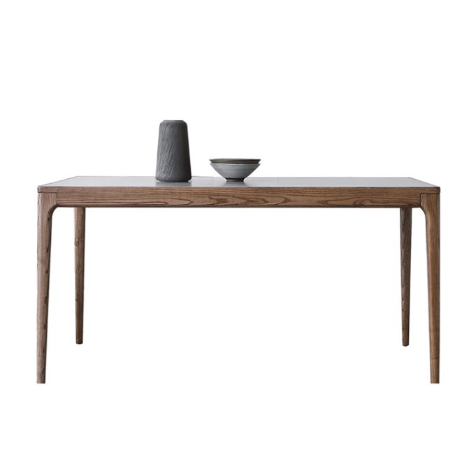 木製のベースと4本の脚を備えた中世のモダンな焼結さた石のテーブル長方形のテーブル