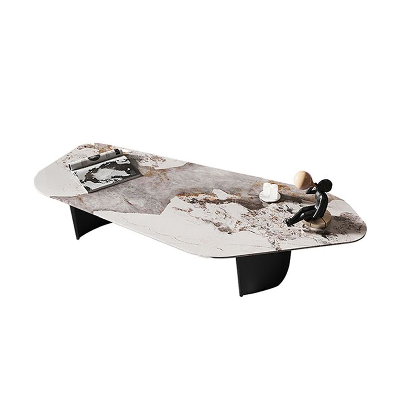 Gratis vorm met 2 poten salontafel moderne leisteen cocktailtafel in wit/goud