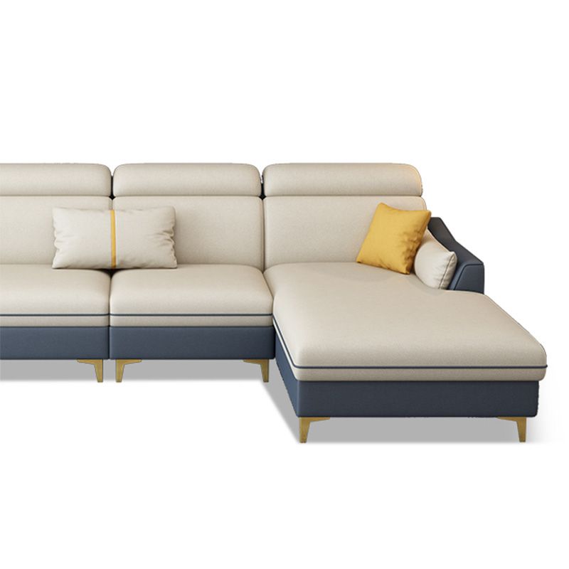 Faux Leather Pillow Top Arm Sectional 39.37"High Modern Sofa and Chaise Clearhalo 'furn' 'furn_sectionals' 'Furniture' 'furniture_sectionals' 'Living Room Furniture' 'Sectionals' 1200x1200_11e9970c-f387-456f-a48a-e6827326c230