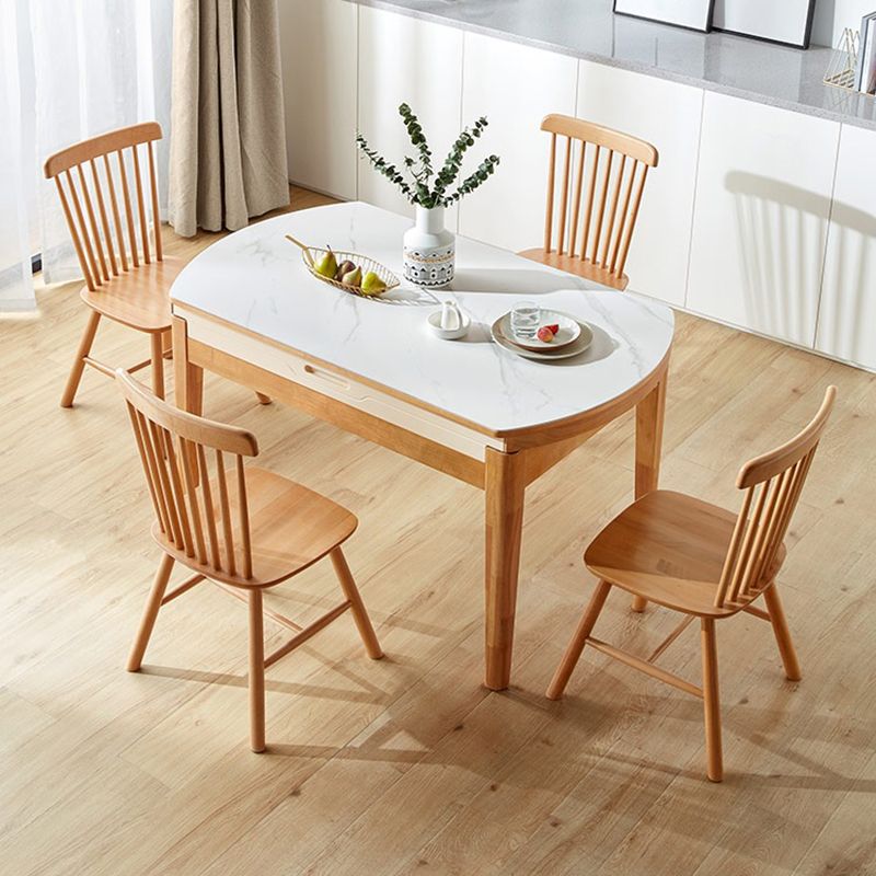 Stone Top Dinette Table with Wooden Frame Modern White Home Dining Table Clearhalo 'Dining Tables & Seating' 'Dining Tables' 'dining_table' 'furn' 'furn_dining_table' 'Furniture' 'Kitchen & Dining Furniture' 1200x1200_11eb425e-a124-4466-9085-96cd4ba595eb