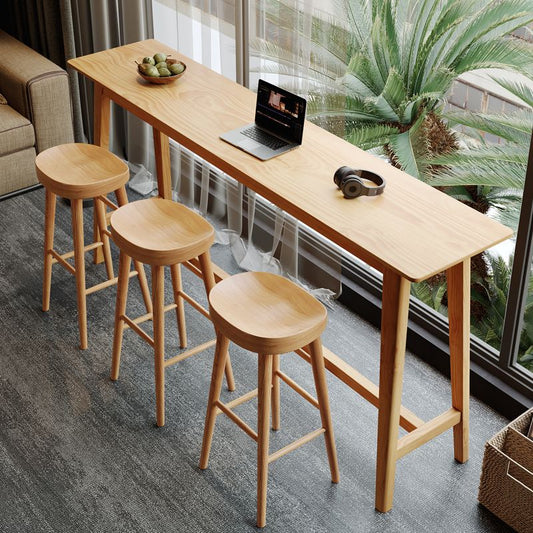 Rectangle Bar Pub Table Set 1/4 Pcs Solid Wood Bar Table and Backless Stools Clearhalo 'Bar Furniture' 'furn' 'furn_home_bar_bar_sets' 'Furniture' 'Home Bars & Bar Sets' 'home_bar_bar_sets' 'Kitchen & Dining Furniture' 1200x1200_11ec6eb1-7929-4636-9455-e82cd56cfeda