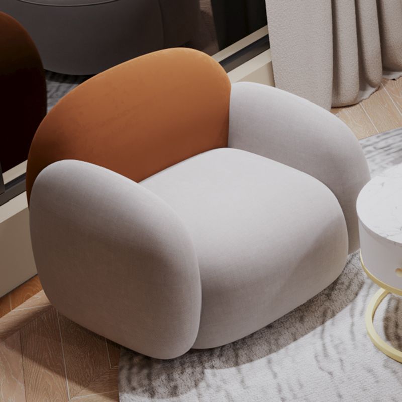 Curved Armless Seating Stain Resistant Sofa in Orange and Gray