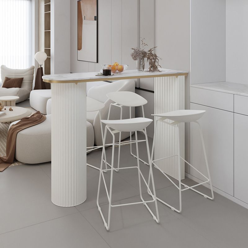 Stone Bar Dining Table Modern Oval Bar Table with Double Pedestal for Kitchen Dining Room Clearhalo 'Bar Furniture' 'Bar Tables' 'bar_tables' 'furn' 'furn_bar_tables' 'Furniture' 'furniture_bar_tables' 'Kitchen & Dining Furniture' 1200x1200_11eeb5a2-d8ec-4424-a891-bbfd041f50dd