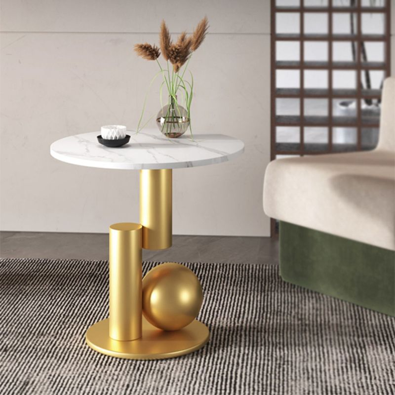 Pedestal contemporáneo de la mesa redonda de la pizarra 21.7 "Mesa al lado del sofá de altura