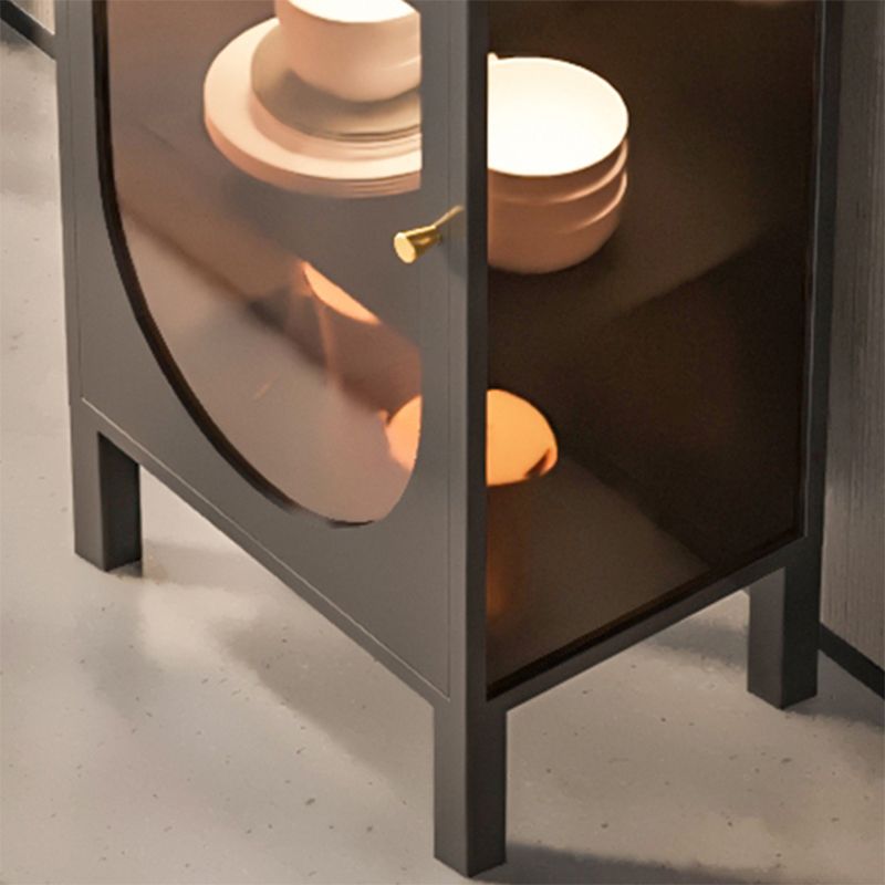 Contemporary Metal Curio Cabinet Glass Doors Hutch Cabinet with Doors for Living Room Clearhalo 'Display & China Cabinets' 'display_china_cabinets' 'furn' 'furn_display_china_cabinets' 'Furniture' 'Kitchen & Dining Furniture' 1200x1200_11f09b30-48c8-4601-87d2-7c7cbbc95f4b