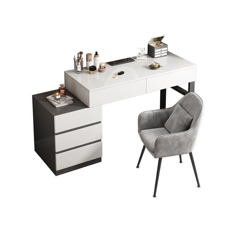 Modern Wooden Vanity Desk in White Modern with Drawers Dressing Table