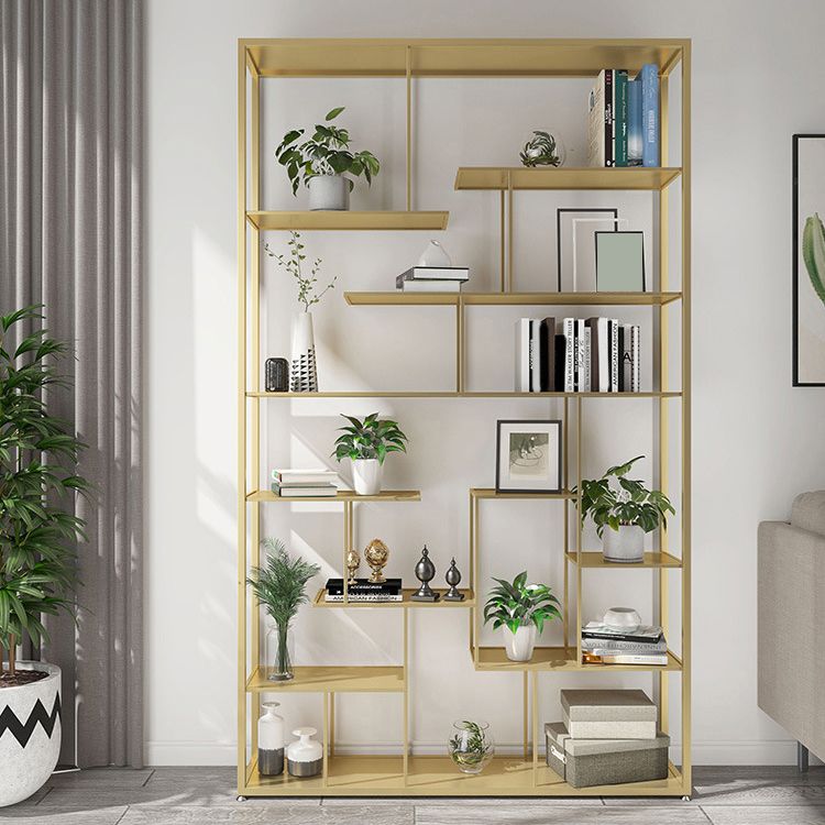 Geometric Metal Shelf Bookcase Glam Vertical Open Book Shelf Clearhalo 'Bookcases' 'furn' 'furn_bookcases' 'Furniture' 'Office Furniture' 1200x1200_11f1751d-c916-4f17-aa65-627799dfc7eb