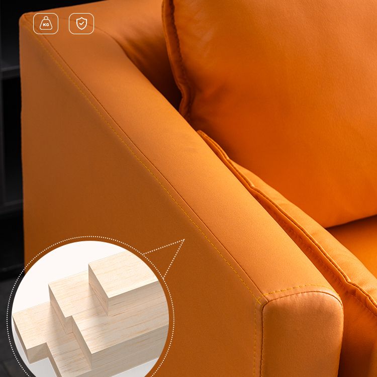 Scandinavian Faux Leather Sofa 29.52" High Tuxedo Arm Sofa with 2 Pillows Clearhalo 'furn' 'furn_sofas' 'Furniture' 'Living Room Furniture' 'Sofa' 'sofas' 1200x1200_11f2d4e3-2ba6-42c0-9eee-b932639a5065