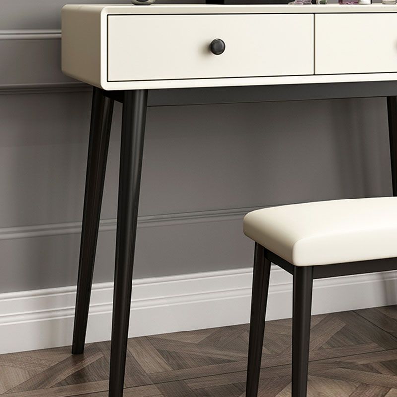 Vanité blanche contemporaine Tableau 29.53 "H Vanité Ensemble avec tabouret et miroir