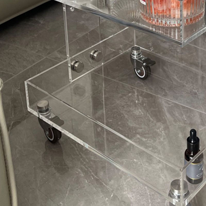 Ultra-Modern Plastic Rectangular End Table Double Tier Corner Table with Storage Clearhalo 'Coffee & Accent Tables' 'End & Side Tables' 'end_side_tables' 'furn' 'furn_end_side_tables' 'Furniture' 'Living Room Furniture' 1200x1200_11f4d53b-4601-40a9-9f0e-a45f0016a976