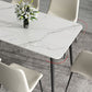 Simple Sintered Stone Kitchen Dining Table Rectangle White Dining Table with 4 Legs Base Clearhalo ' dining_table' 'Dining Tables & Seating' 'Dining Tables' 'Furniture' 'furniture_dining_table' 'Kitchen & Dining Furniture' 'kitchen&dining_furn' 'kitchen' 'kitchen_dining_table' 1200x1200_11f88b4b-8279-4d79-97dd-e6a51697948d