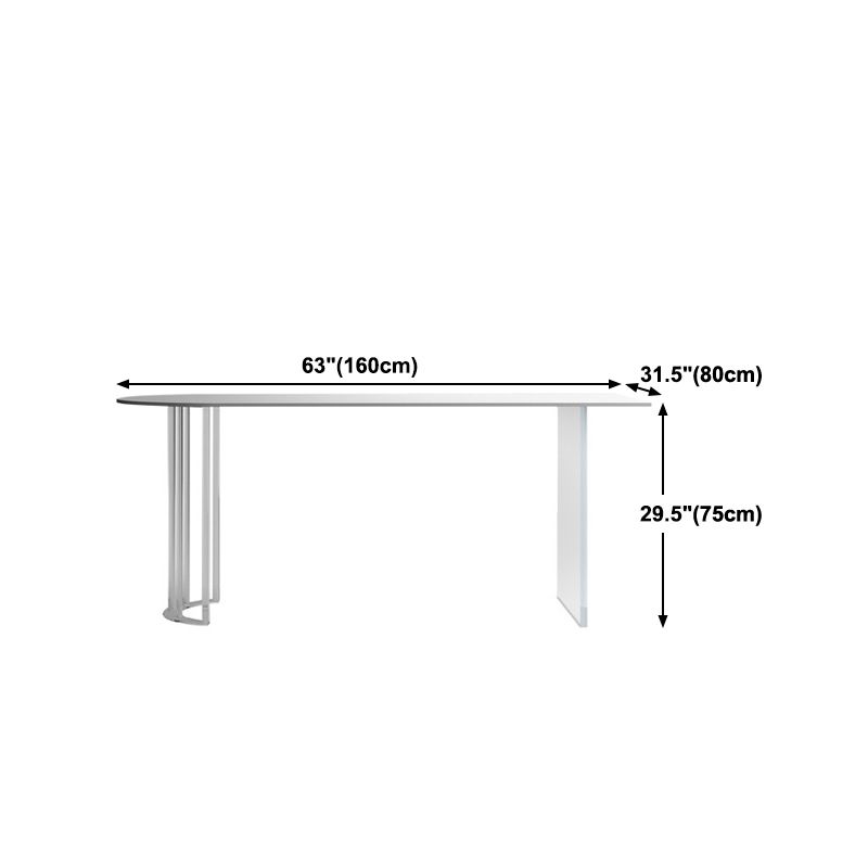 White Stone Dining Table Contemporary Dining Table with Sled Base Clearhalo 'Dining Tables & Seating' 'Dining Tables' 'dining_table' 'furn' 'furn_dining_table' 'Furniture' 'furniture_dining_table' 'Kitchen & Dining Furniture' 'kitchen' 'kitchen_dining_table' 1200x1200_11f9a321-029a-45cc-99c9-a2fdb35a3f91