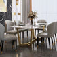 Glam Dinette Table Stone Rectangle Dining Room Table in White Clearhalo 'Dining Tables & Seating' 'Dining Tables' 'dining_table' 'furn' 'furn_dining_table' 'Furniture' 'Kitchen & Dining Furniture' 1200x1200_11f9e0dc-a97c-46d8-95f6-c3f60145dc73