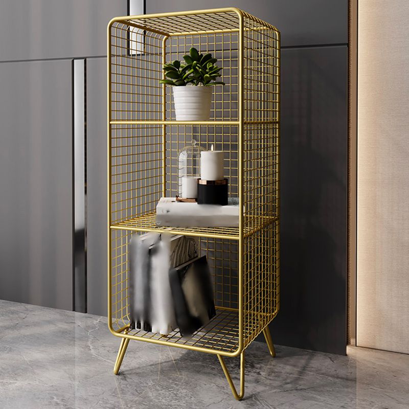 Metal Glam Accent Table Nightstand Open Storage Shelf Included Bed Nightstand with Legs