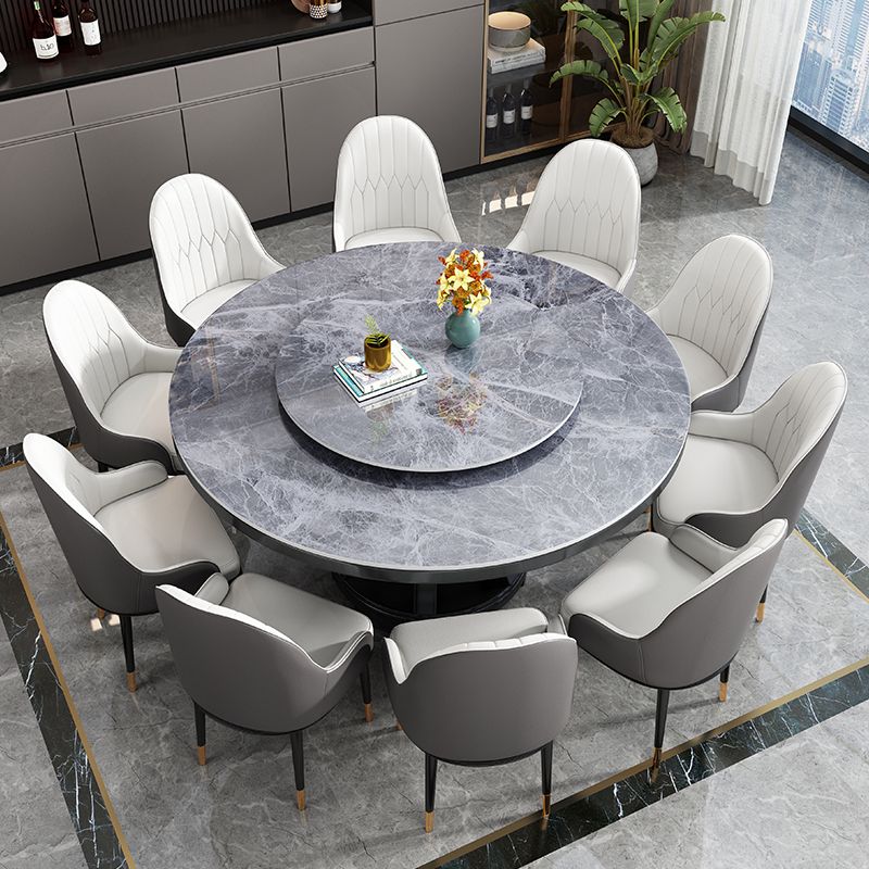 Stone Round White-gray Dining Table Nordic Turntable Furniture with Pedestal Base Clearhalo 'Dining Tables & Seating' 'Dining Tables' 'dining_table' 'furn' 'furn_dining_table' 'Furniture' 'furniture_dining_table' 'Kitchen & Dining Furniture' 'kitchen' 'kitchen_dining_table' 1200x1200_11fcffac-b09e-46a7-9a00-0d7dbda2edeb