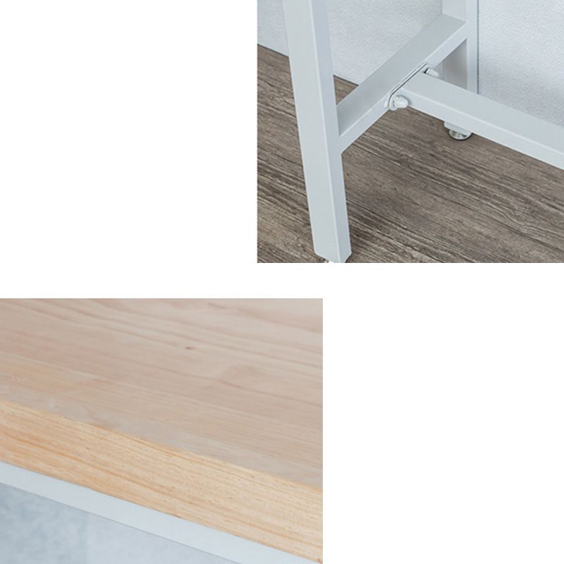 Mesa de bar con base metálica moderna Mesa de bar para patio de madera maciza de hierro blanco