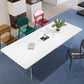 White Stone Top Dining Table Rectangle Contemporary Dining Table with Pedestal Base