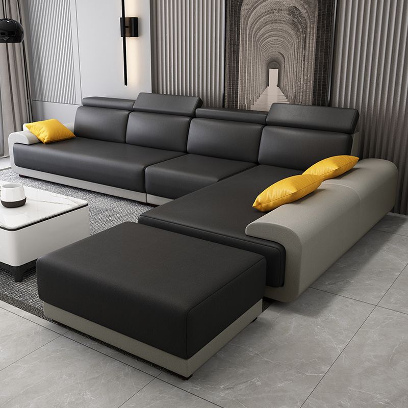 Hedendaagse faux lederen sectionele bank kussen bovenarmkussens zitplaatsen voor woonkamer
