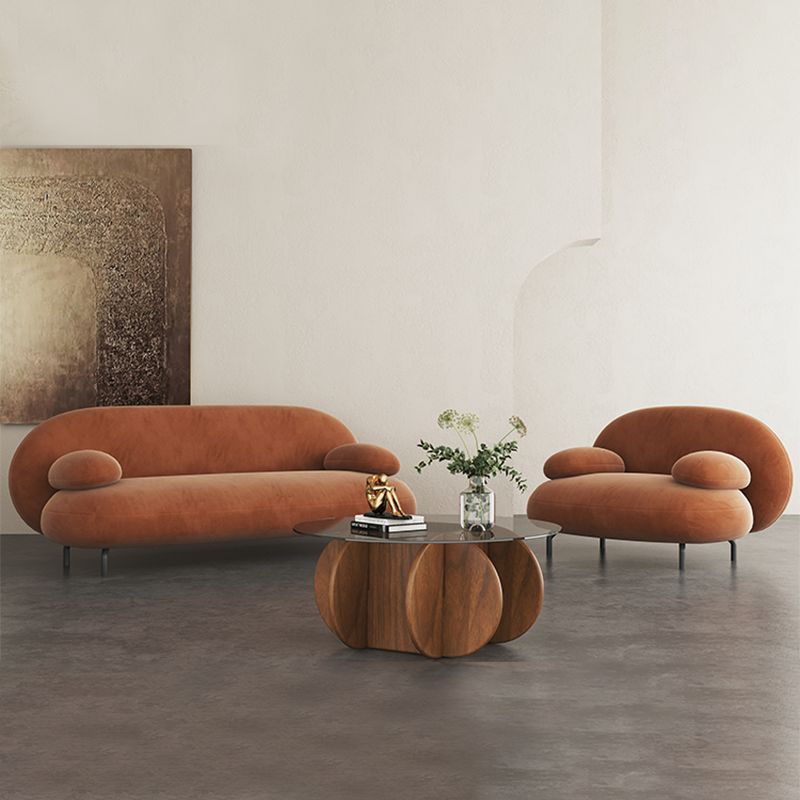 Sofá de cuero moderno de brazo de almohada