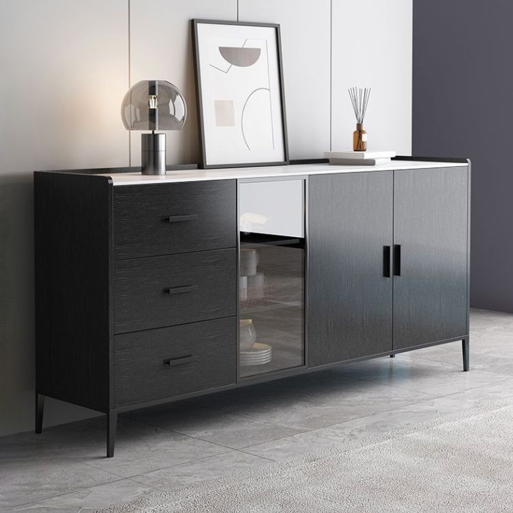 Mobile board laterale contemporanea armadio della pietra con luci per sala da pranzo