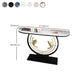 12 inch Wide Modern Accent Table Half Moon Stone Console Table for Hall