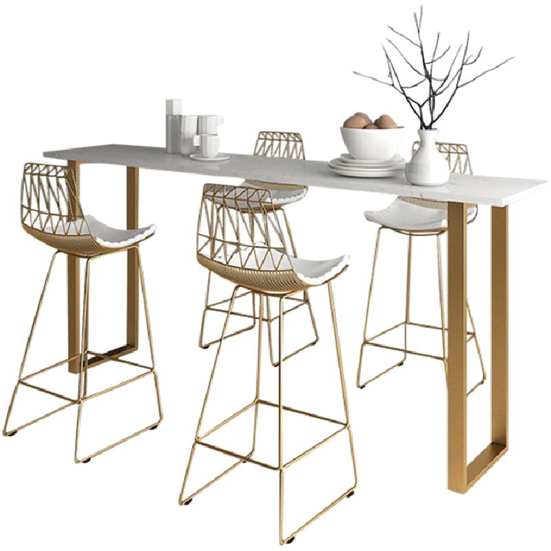 White and Black Glam Style Table Marble and Metal Coffee Shop Bar Table Clearhalo 'Bar Furniture' 'Bar Tables' 'bar_tables' 'furn' 'furn_bar_tables' 'Furniture' 'furniture_bar_tables' 'Kitchen & Dining Furniture' 'kitchen&dining_furn' 'kitchen' 1200x1200_12058498-8801-4913-8749-8877c888564a