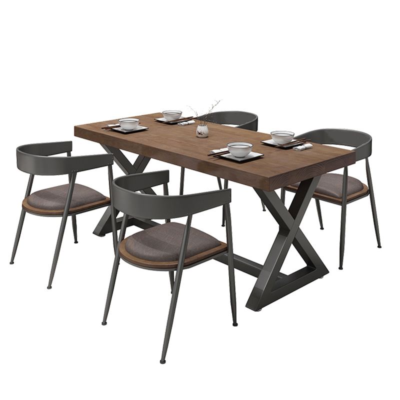 Tavolo da pranzo marrone scuro in legno set 1/4/5 pezzi Dinette industriale per casa