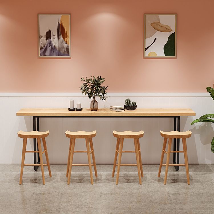Industrial 1/2/5 Pieces Wooden Bar Table Set Rectangle Bar Table with High Wood Stools Clearhalo 'Bar Furniture' 'furn' 'furn_home_bar_bar_sets' 'Furniture' 'Home Bars & Bar Sets' 'home_bar_bar_sets' 'Kitchen & Dining Furniture' 1200x1200_120761e5-39e8-4d05-9c85-029be3939c97