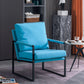 Metal Square Arms Chair Faux Leather Armchair for Living Room