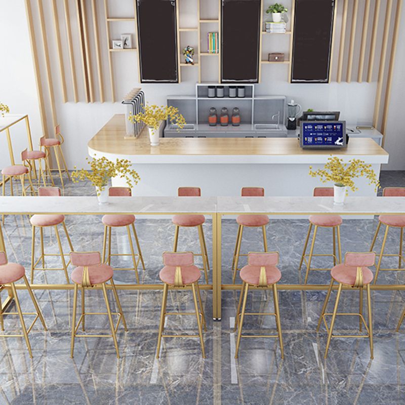Mesa rectangular blanca con altura de barra, estilo glamuroso, mesa de bar de bistró con base de caballete