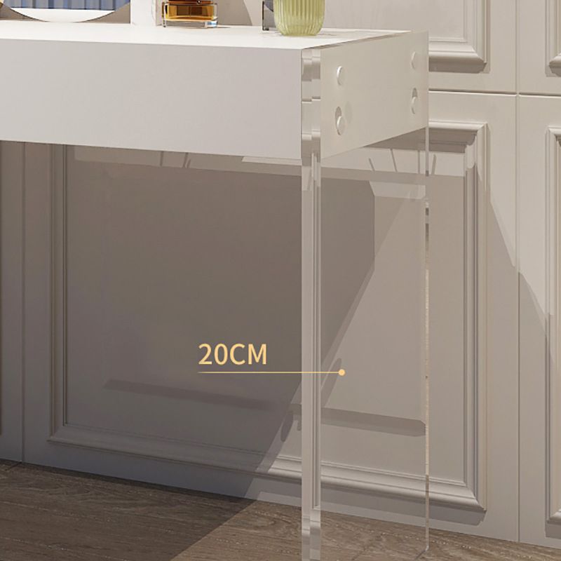 Modern 29.53" H Clear Acrylic Vanity Table Set with Mirror and Stool in White