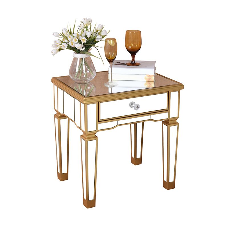 Tabla de extremo superior de vidrio cuadrado contemporáneo 4 Pats Tabla de extremo con cajón