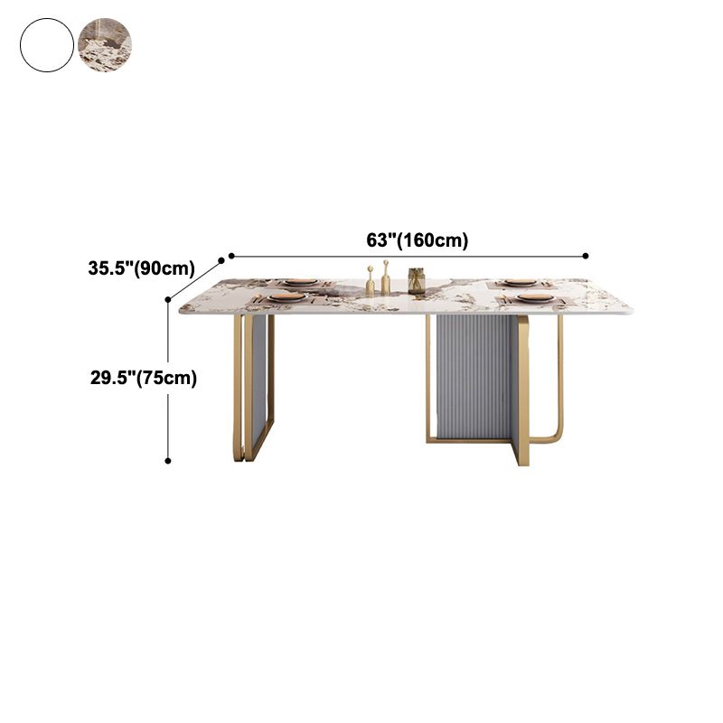 Table à manger de luxe traditionnelle table rectangle de pierre fritte avec cadre doré