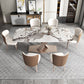 Metal Traditional Luxury Rectangle Table Sintered Stone Top Table with Pedestal Base Clearhalo ' dining_table' 'Dining Tables & Seating' 'Dining Tables' 'furn' 'furn_dining_table' 'Furniture' 'furniture_dining_table' 'Kitchen & Dining Furniture' 'kitchen&dining_furn' 'kitchen' 'kitchen_dining_table' 1200x1200_120d23f7-5127-4a50-a66c-513438d08047