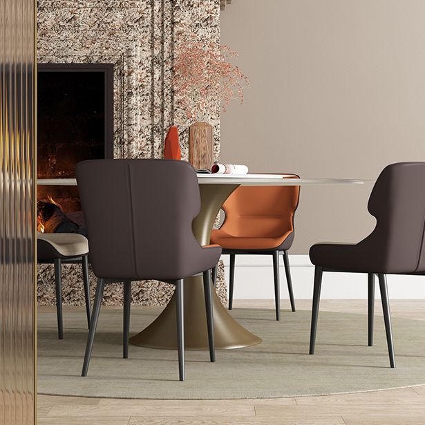 Traditional Luxury Round Table Stone Top Gold Base Dining Table Clearhalo 'Dining Tables & Seating' 'Dining Tables' 'dining_table' 'furn' 'furn_dining_table' 'Furniture' 'Kitchen & Dining Furniture' 1200x1200_120d6274-dc0c-4816-8c23-7bb20190251c