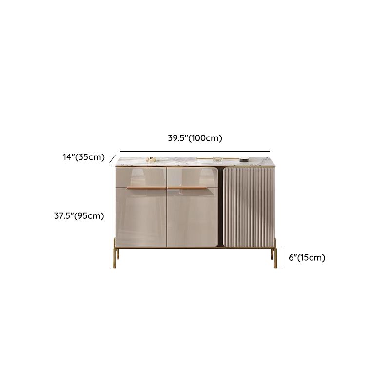 Stone Credenza Contemporary Style Adjustable Shelving Server with Cabinets and Drawers Clearhalo 'buffet_sideboard' 'Buffets & Sideboards' 'furn' 'furn_buffet_sideboard' 'Furniture' 'Kitchen & Dining Furniture' 1200x1200_120e798a-bd33-4805-90a6-f61b673ebae0
