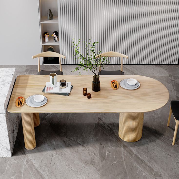 Contemporary Dining Table Ash Solid Wood Table with 3 Legs for Dining Room Clearhalo ' dining_table' 'Dining Tables & Seating' 'Dining Tables' 'Furniture' 'furniture_dining_table' 'Kitchen & Dining Furniture' 'kitchen&dining_furn' 'kitchen' 'kitchen_dining_table' 1200x1200_120eb2a1-d4e1-4885-b29b-59ae1ae39156