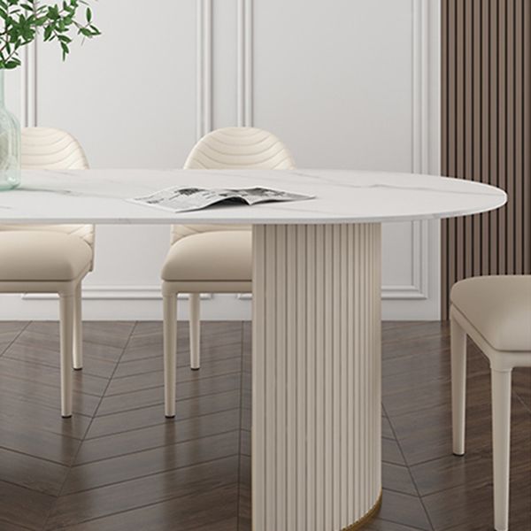Oval Stone Top Dining Table Traditional Luxury Dining Table for Kitchen