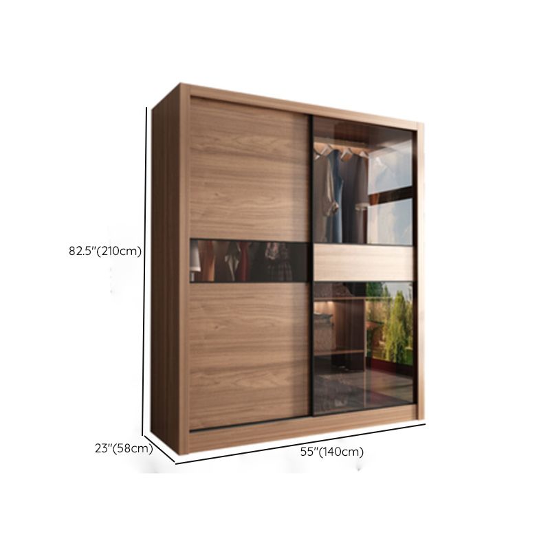 Modern Bedroom Wooden Storage Cabinet Sliding Doors Armoire with Glass Doors Clearhalo 'Armoires & Wardrobes' 'armoires_wardrobes' 'Bedroom Furniture' 'furn' 'furn_armoires_wardrobes' 'Furniture' 1200x1200_12135ee7-e14e-464f-aa0c-beddccf26e5e