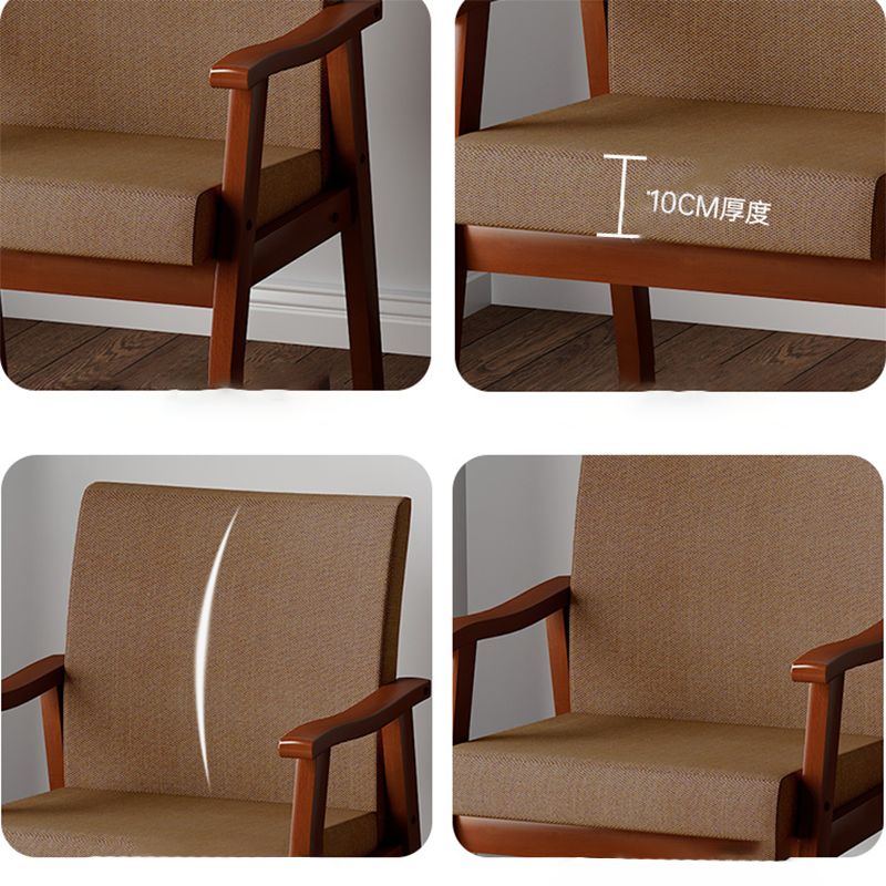 Mid-century Modern Rubberwood Solid Wood Frame Basic Four Leg Accent Armchair