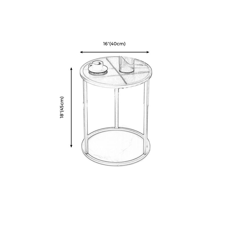 Contemporary Stone Top Side End Table Round Metal Frame Sofa Side Table Clearhalo 'Coffee & Accent Tables' 'End & Side Tables' 'end_side_tables' 'furn' 'furn_end_side_tables' 'Furniture' 'Living Room Furniture' 1200x1200_1218176b-45f4-44ca-844f-b9f2950571a7