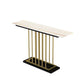 Rectangle Stone Top Console Table with Black Pedestal Base Accent Table