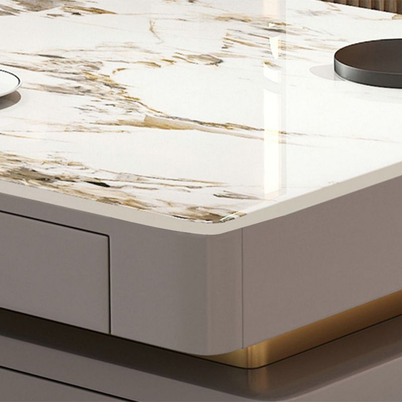 Glam Writing Desk Stone Rectangle 29.53" Tall Office Desk with Drawers Clearhalo 'furn' 'furn_office_desk' 'Furniture' 'Office Desks' 'Office Furniture' 'office_desk' 1200x1200_1219b632-65fa-44de-a85e-efec545029c0