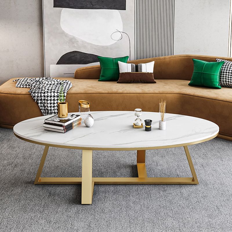 Slate Top Glam Cross Legs Coffee Table Oval Coffee Cocktail Table Clearhalo 'Coffee & Accent Tables' 'Coffee Tables' 'coffee_tables' 'furn' 'furn_coffee_tables' 'Furniture' 'Living Room Furniture' 1200x1200_121ae21a-42ae-498d-8d11-baafe5055ec9