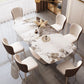 Marble Top Dining Table Modern Dining Table with Pedestal Base Clearhalo 'Dining Tables & Seating' 'Dining Tables' 'dining_table' 'furn' 'furn_dining_table' 'Furniture' 'Kitchen & Dining Furniture' 1200x1200_121b3728-5b43-4f73-be82-e97a4bd00cc0