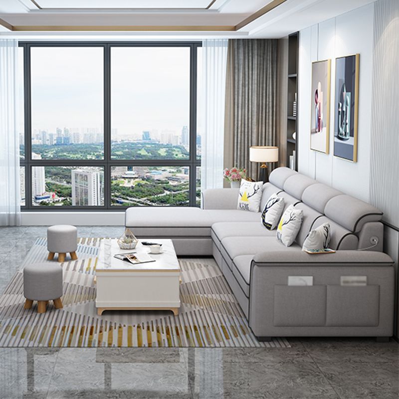 Contemporary L-Shape Sectional with Storage and USB for Apartment Clearhalo 'furn' 'furn_sectionals' 'Furniture' 'furniture_sectionals' 'kitchen' 'kitchen_sectionals' 'Living Room Furniture' 'Sectionals' 1200x1200_121bbfa7-6bf5-4c13-ad8a-b7c8ea83ac7b