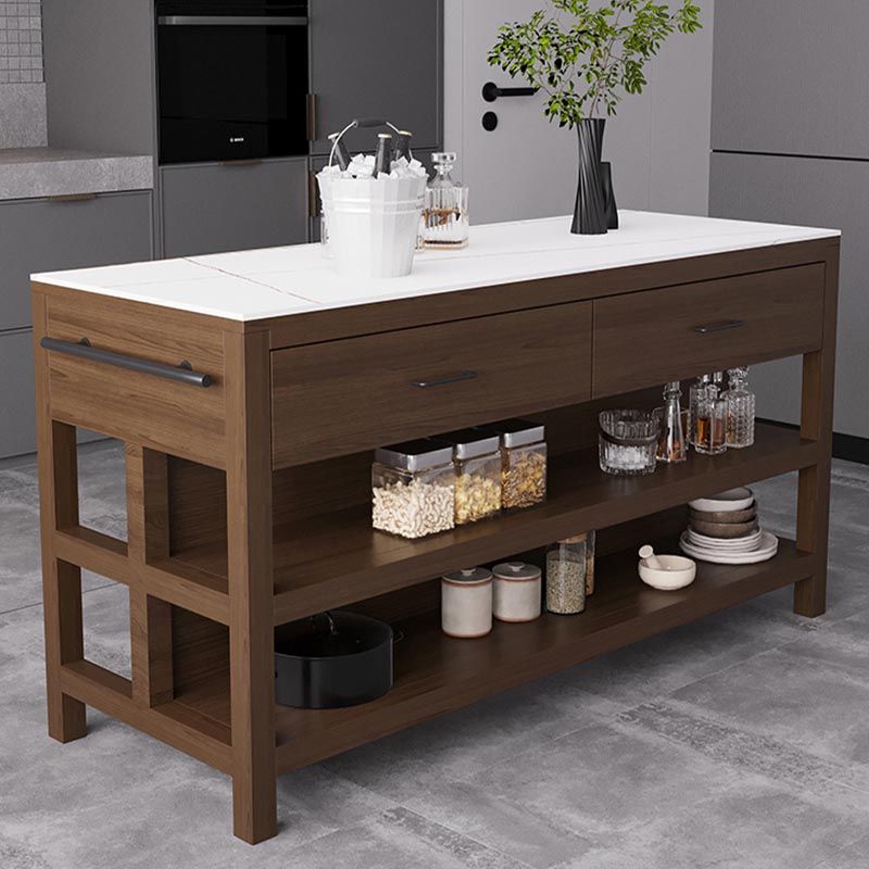 Table îlot de cuisine stationnaire moderne Table de l'îlot de cuisine en pierre fringale avec tiroir