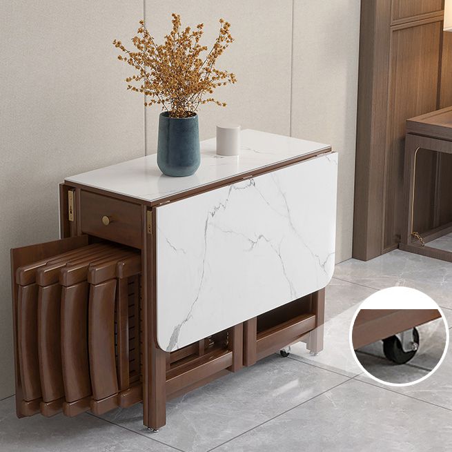 Mesa de comedor de piedra abatible de estilo moderno, 51,2" x 35,4" x 29,5"
